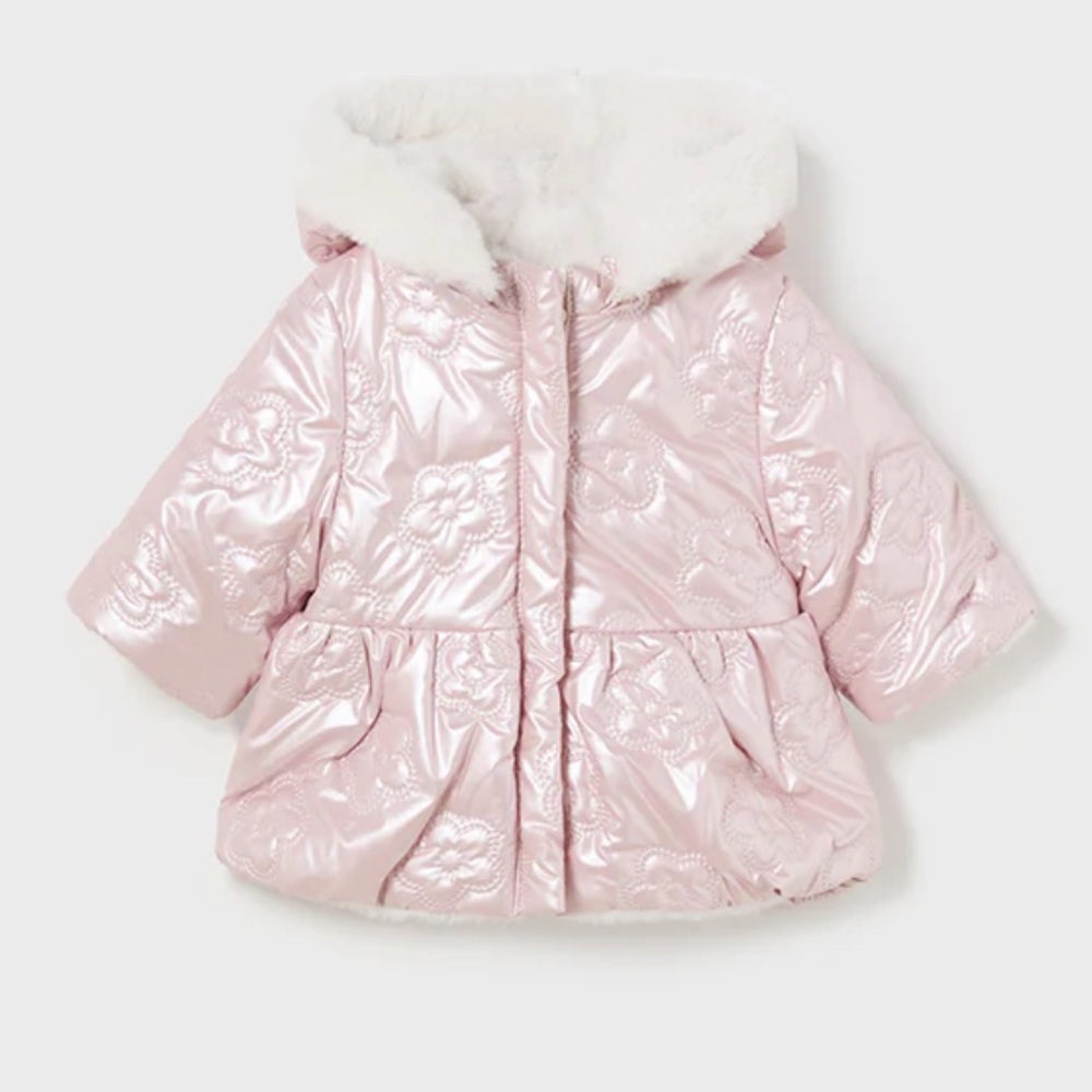NWT - Mayoral 2454 Reversible Coat 34 Baby Rosa 6-9m